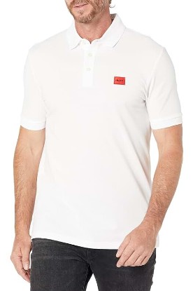 Picture of HUGO Men's Slim Fit Square Logo Cotton Polo Shirt