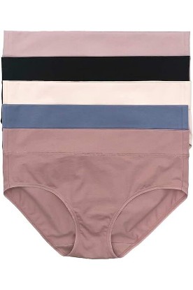 Picture of Felina Lingerie Womens 5 Pack Pima Cotton Wide Waistband Hipster Panty Pastels X-Large