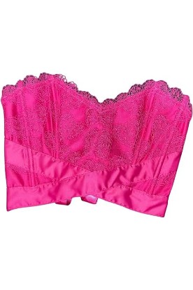 Picture of Victoria's Secret Heart Embroidery Strapless Corset Top Color Fuchsia New