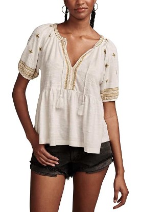 Picture of Lucky Brand Women's Easy Embroidered Babydoll Top