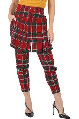 Picture of BURBERRY Ladies Bright Red Royal Tartan Punk Trousers, Brand Size 8