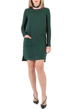 Picture of BURBERRY Ladies Long-Sleeve Silk Wool Shift Dress