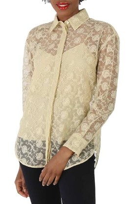 Picture of BURBERRY Pale Yellow Pattern Kestrel Lace Top