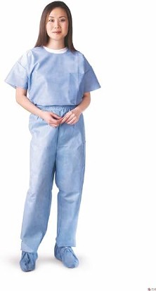 Picture of Medline Disposable Scrub Pants, Elastic Waist, Medium Size, Blue (Pack of 30)