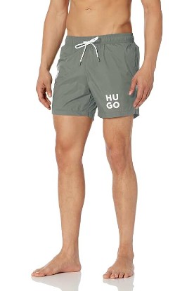 Picture of HUGO Men's Standard Stacked Logo Swim Trunk