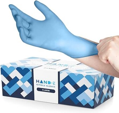 Picture of Blue Nitrile Disposable Gloves X Large 200 Count - Latex Free Medical Exam Gloves, Powder Free Food Safe Cooking Gloves