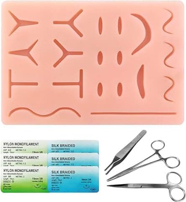 Picture of Suture Kit for Medical Students, Suture Stitching Kit with 19 Pre-Cut Wounds, Suture Instruments, Various Suture Threads and Needles, Ideal Practice Suture Training Kit (Education Use Only)