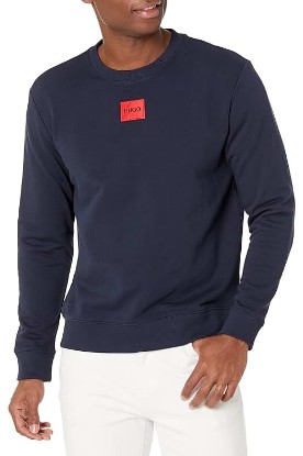 Picture of HUGO Men's Regular Fit Square Logo Jersey Sweatshirt