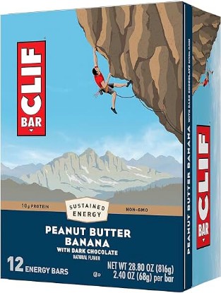 Picture of CLIF BAR - Peanut Butter Banana with Dark Chocolate Flavor - Made with Organic Oats - Non-GMO - Plant Based - Energy Bars - 2.4 oz. (12 Pack)