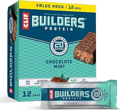 Picture of CLIF Bar Builders - Chocolate Mint Flavor - Protein Bars - Gluten-Free - Non-GMO - Low Glycemic - 20g Protein - 2.4 oz. (12 Pack)