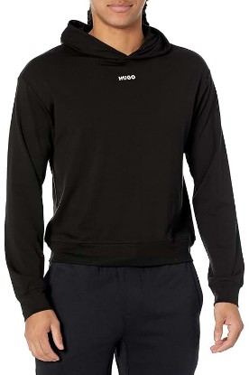 Picture of HUGO Men's Jersey Center Logo Lounge Hooded Sweatshirt