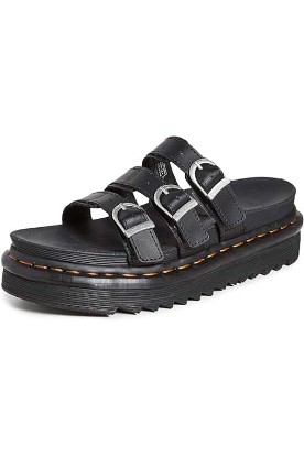 Picture of Dr. Martens Women's Slide Sandal, Black Hydro Leather, 10