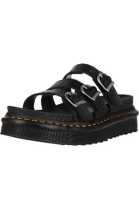 Picture of Dr. Martens womens Slide Sandal, Black Hydro Leather, 6 US