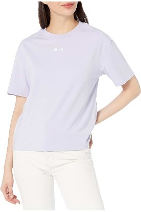 Picture of HUGO Women's Center Logo Relaxed Fit Short Sleeve T-Shirt