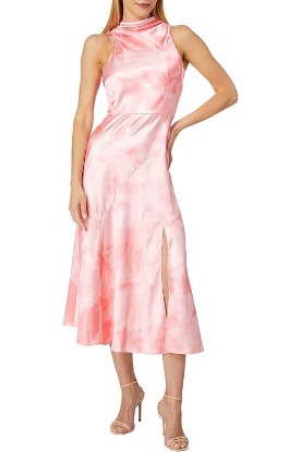 Picture of Ted Baker Foreste Cowl Neck Bias Cut Midi Dress Coral 6 (US 14)