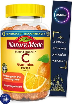 Picture of Nature Made Extra Strength Dosage Vitamin C, 500 mg Per Serving Gummies, 60 Count and Bookmark Gift of YOLOMOLO