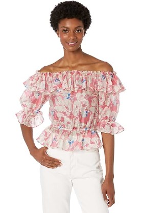 Picture of Ted Baker Harina Off-The-Shoulder Top with Elasticated Waist Mid Pink 6 (US 14)