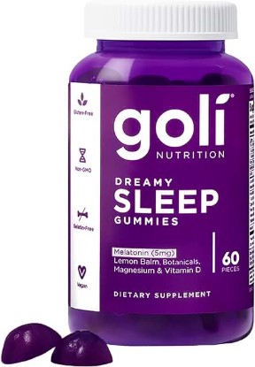 Picture of Goli Dreamy Sleep Gummy - 60 Count - Melatonin, Vitamin D, Magnesium, and Lemon Balm Extract - Gelatin-Free, Gluten-Free, Vegan & Non-GMO