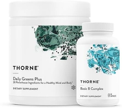 Picture of THORNE Energy Bundle - Daily Greens Plus & Basic B Complex - Promotes Cellular Energy and Physical Endurance - 30 Servings