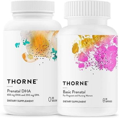 Picture of THORNE Comprehensive Prenatal Bundle: Women's Basic Prenatal Multi & DHA - Baby’s Brain, Health Support - 30 Servings