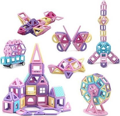 Picture of ASOK Magnetic Blocks Magnetic Tiles 133pcs 3D Castle Educational Learning and Development Toys for 3 4 5 6 7 8 9 Years Old Boys Girls Kids 133pcs