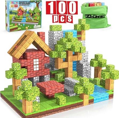 Picture of Magnetic Blocks, 100PCS Magnetic Building Blocks for Kids, Build Mine Magnet World Set STEM Montessori Sensory Cubes for Toddlers, Magnetic Birthday Gift Toys for Aged 3-12 Boys & Girls