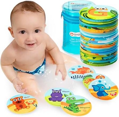 Picture of Floating Animals & Alphabet Flash Cards for Bathtub - Preschool Learning Toddler Flash Cards - Educational Bath Toys for 18 Months+ (Set of 26)