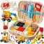 Picture of 56 Pcs Kids Tool Set for Toddlers, Montessori Educational STEM Toys, Construction Learning Toys with Tool Box, Wooden Building Kit for 3 4 5 6 7 8 9 10 Years Old Boys Girls Birthday Gift