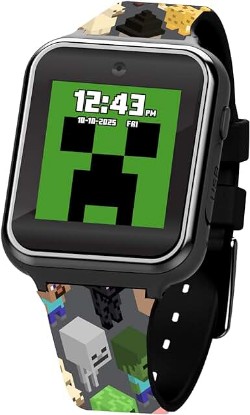 Picture of Accutime Minecraft Kids Grey Educational Learning Touchscreen Smart Watch Toy for Girls, Boys, Toddlers - Selfie Cam, Learning Games, Alarm, Calculator, Pedometer & More (Model: MIN4076AZ)