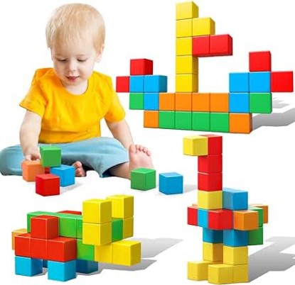 Picture of Magnetic Blocks, 1.41 inch Large Magnetic Building Blocks for Toddlers 3 4 5 6 7 8 Years Old Boys Girls Magnetic Cubes for Kids 1-3 Montessori Toys STEM Preschool Educational Building Cube 30 Pcs