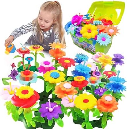 Picture of Scientoy Flower Garden Building Toys, Girl Toys Build a Garden, 130 PCS Flower Pretend Gardening Gift for Kids, Floral Arrangement Playset for Age 3-7 Year Old Child Educational Activity