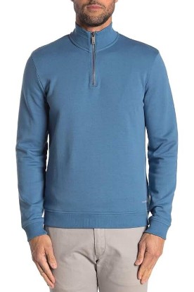 Picture of Ted Baker London Men's Quarter Zip Knit Sweater Size 7, US 3XL, 46 Blue