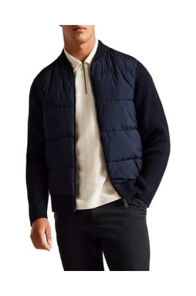 Picture of Ted Baker Men's Spores Quilted Front Knit Back Navy Blue Jacket Outerwear Coat