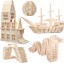 Picture of Wooden Plank Building Blocks 200PCS Sensory Toy for Kids, Montessori STEM Playset with Natural Pine Wood Creative Shapes for Educational Preschool Learning 3D Space Stacking Games for Boys Girls