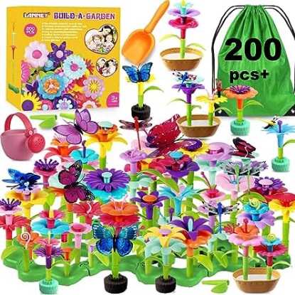 Picture of LANNEY Flower Building Toy Set, 200 Pcs Flower Garden Building Toys for Girls Boys 3 4 5 6 7 Year Old, Educational Stem Build Flower Garden Toy, Kids Toddler Birthday Gift Ideas