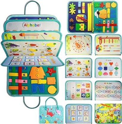 Picture of Busy Board for Toddlers 2-4, Busy Book for Kids 1-3 Year Old, 35 in1 Preschool Educational Activity Sensory Board, Boy Girl Sensory Board for Learning Fine Motor Skills Quiet Book Travel Toys