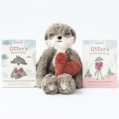 Picture of Slumberkins 14" Otter Kin & 2 Board Books Complete Set Bundle | Promotes Family Bonding, Building Connections & Acceptance | Social Emotional Learning, Ages 0+ (Otter Kin Plush + 2 Board Books)