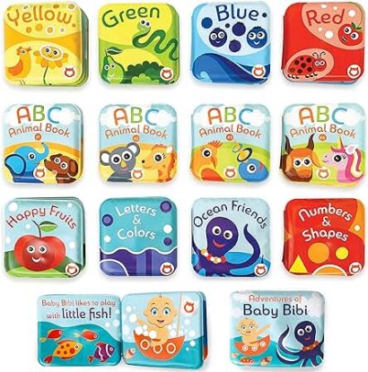 Picture of Baby Bath Books Mega Set (Pack of 13 Books) - Educational Waterproof Baby Bathtime Plastic Books for Bath Tub with Animals, Colors, Numbers and ABC Letters - Learning Toy Books for Babies and Toddlers