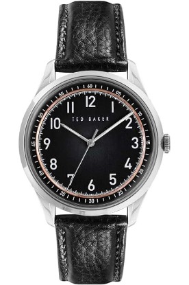 Picture of Ted Baker Men's Stainless Steel Quartz Leather Strap, Black, 20 Casual Watch (Model: BKPDQS110), Silver/Black/Black