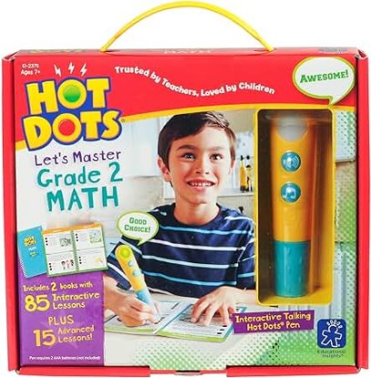 Picture of Educational Insights Hot Dots Let’s Master 2nd Grade Math Set, Homeschool & School Readiness Learning Workbooks, 2 Books & Interactive Pen, 100 Math Lessons, Ages 7+