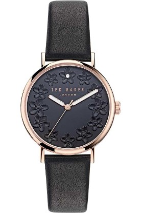 Picture of Ted Baker Phylipa Blossom Ladies Black Leather Strap Watch (Model: BKPPHS4029I)