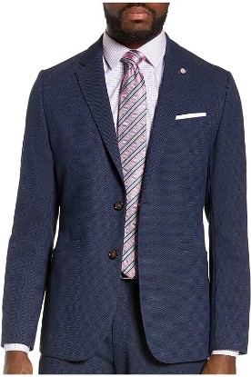 Picture of London Baker NWT Ted Baker of London Men's Gorka Slim Fit Suit Jacket Navy Blue Textured Wool 2XL