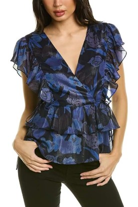 Picture of Ted Baker Rowyn Frill Detail Top with Tie Detail Dark/Navy 4 (US 10)