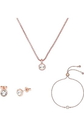 Picture of Ted Baker London Plain Crystal Bundle, Sinaa Crystal Earrings, Sininaa Crystal Necklace, Sarsa Crystal Bracelet (Rose Gold Tone/Crystal)