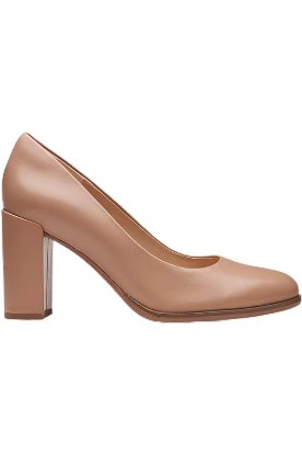 Picture of Clarks Women's Freva 85 Court Pumps, Praline Leather, 7.5 Wide