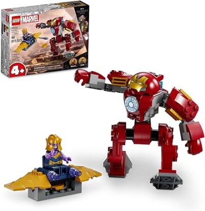 Picture of LEGO Marvel Iron Man Hulkbuster vs. Thanos 76263 Building Toy Set with Thanos and Iron Man Figures, Hulkbuster Toy with Posable Mech for Super Hero Battle Action, Fun Marvel Toy for Kids Ages 4 and Up