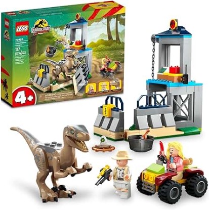 Picture of LEGO Jurassic Park Velociraptor Escape 76957 Learn to Build Dinosaur Toy for Boys and Girls; Gift for Kids Aged 4 and Up Featuring a Buildable Dinosaur Pen, Off-Roader Vehicle and 2 Minifigures