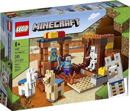 Picture of LEGO Minecraft The Trading Post 21167 Collectible Action-Figure Playset with Minecraft’s Steve and Skeleton Toys, New 2021 (201 Pieces)