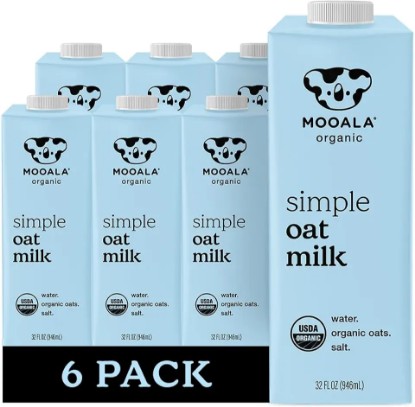 Picture of Mooala Organic Simple Oat Milk, 32oz - 3 Ingredient, Shelf Stable, No Gums, No Oils, No Fillers, Non-GMO, No Additives, Dairy Free Plant Based Milk, 6 pack