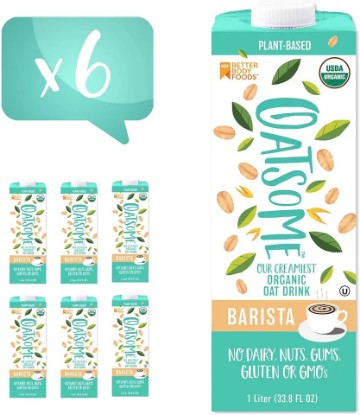 Picture of Oatsome Organic Oat Milk, Barista Blend, Gluten-Free, Dairy-Free (6 Pack), 33.8 Fl Oz